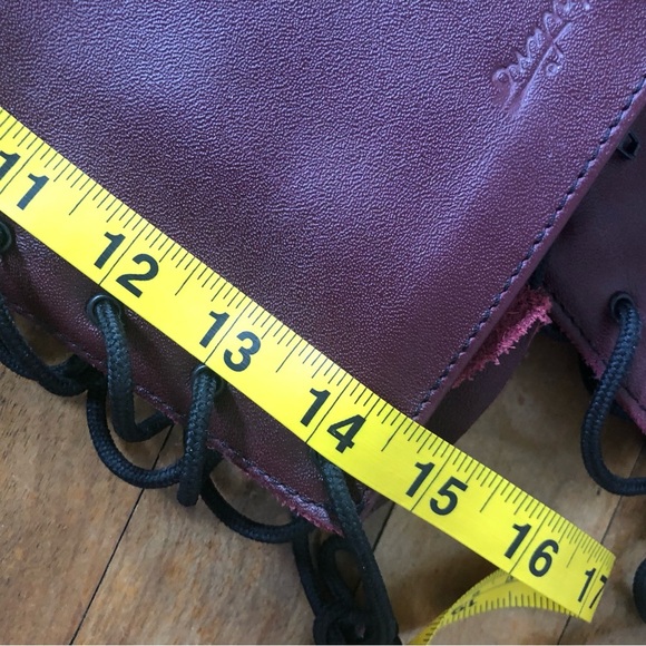 ***Canadian** Martino Burgundy tall boots with lace up calves and wedge heel - Picture 5 of 11